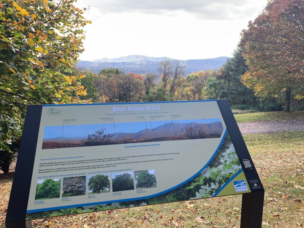 One of the many Blue Ridge Mountain views you can enjoy at Mill Mountain Wildflower Garden. 