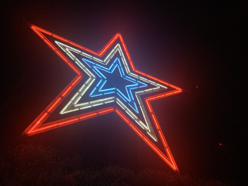 Mill Mountain Star in Roanoke can be seen from many miles away at night. 